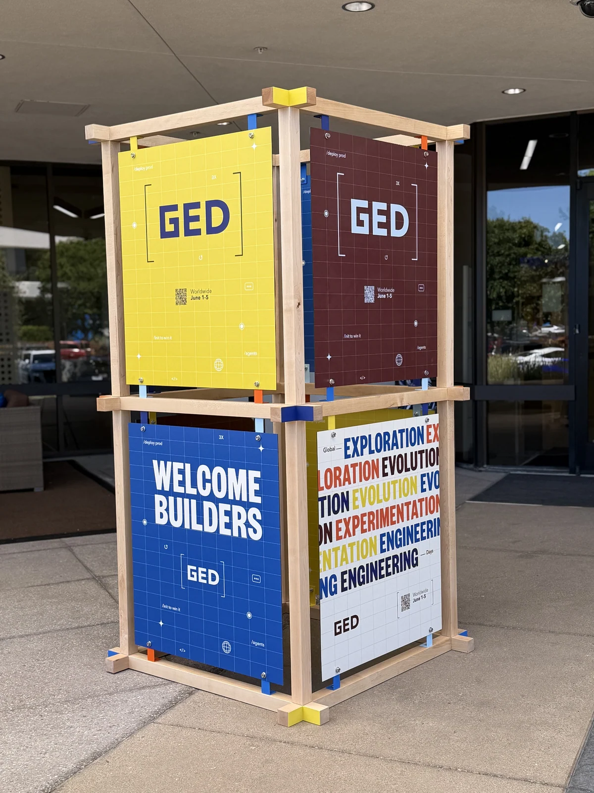 Wayfinding kiosk wrapped in GED posters