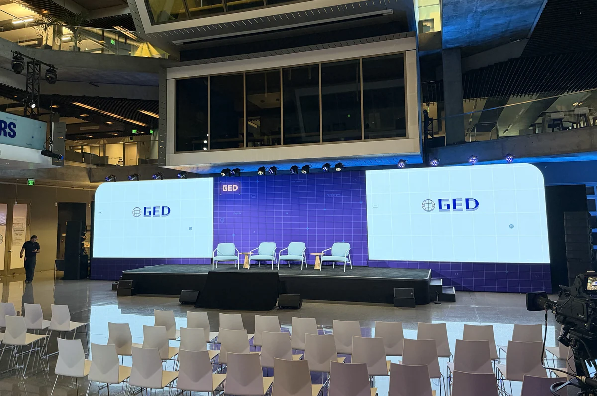 Main stage with GED screens and audience seating