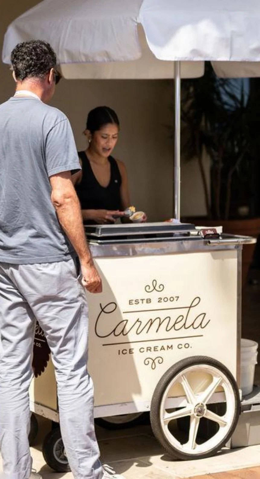 Ice cream cart, coffee bar, signage and cold brew