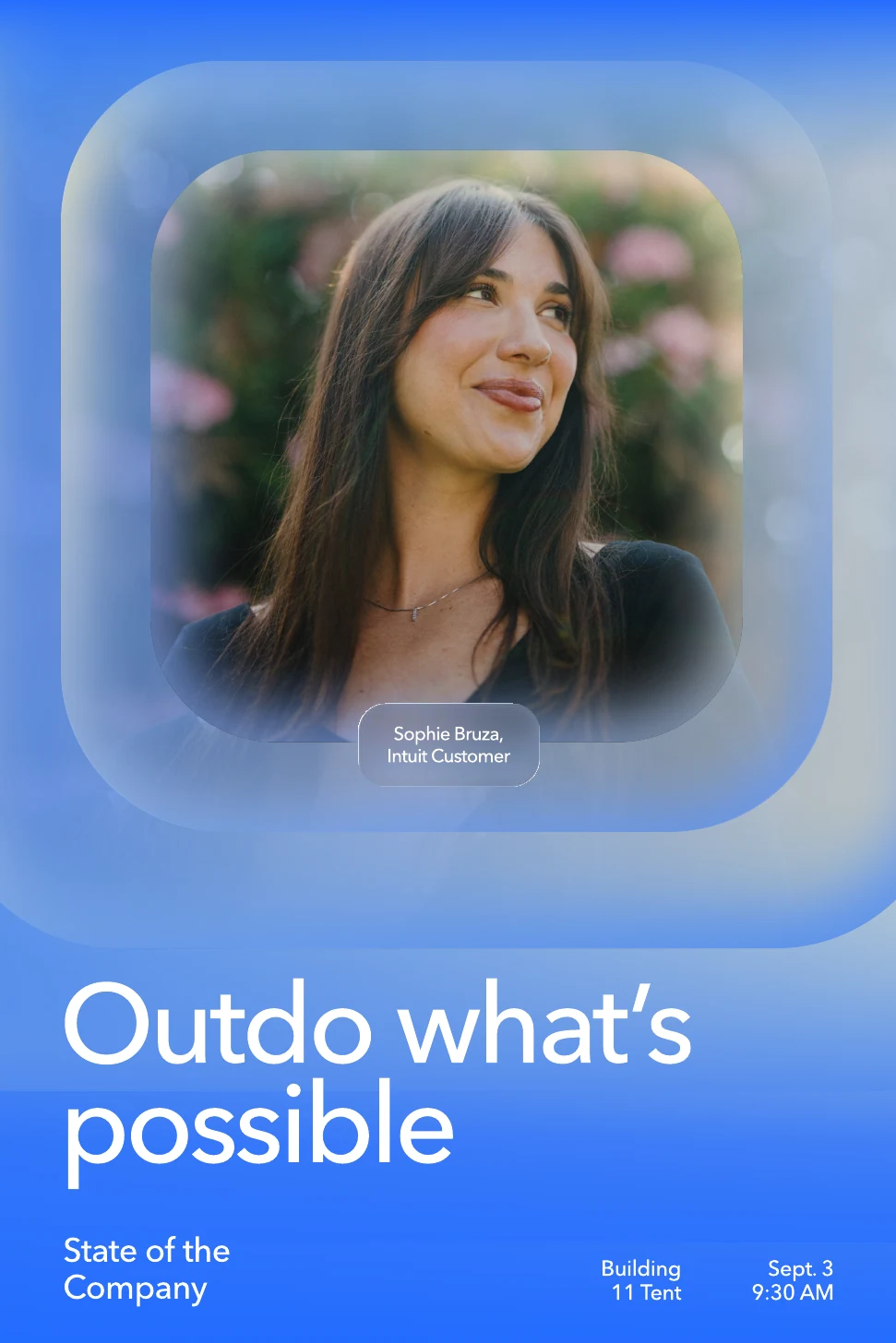 Poster with a customer portrait and Outdo what’s possible
